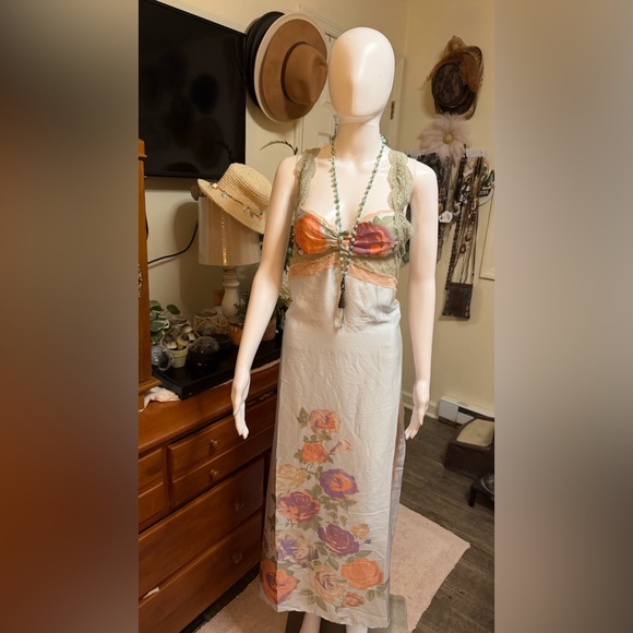 Sky Combo Airbrush  elegant Flora  slip Dress by Free People. NWT. Retails $128 - Picture 4 of 7